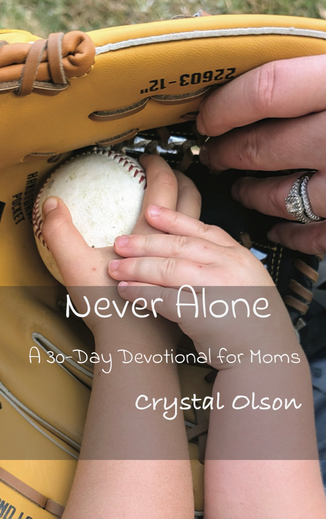 Book for Moms: "Never Alone: A 30 Day Devotional for Moms" (greyscale interior)